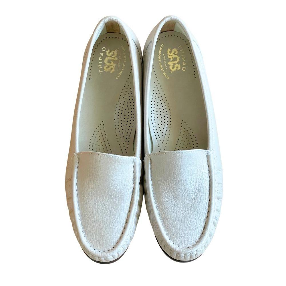 NEW w/o Box SAS Simplify Comfort Leatherโ Loafers, Pearl Bone - Size 8.5